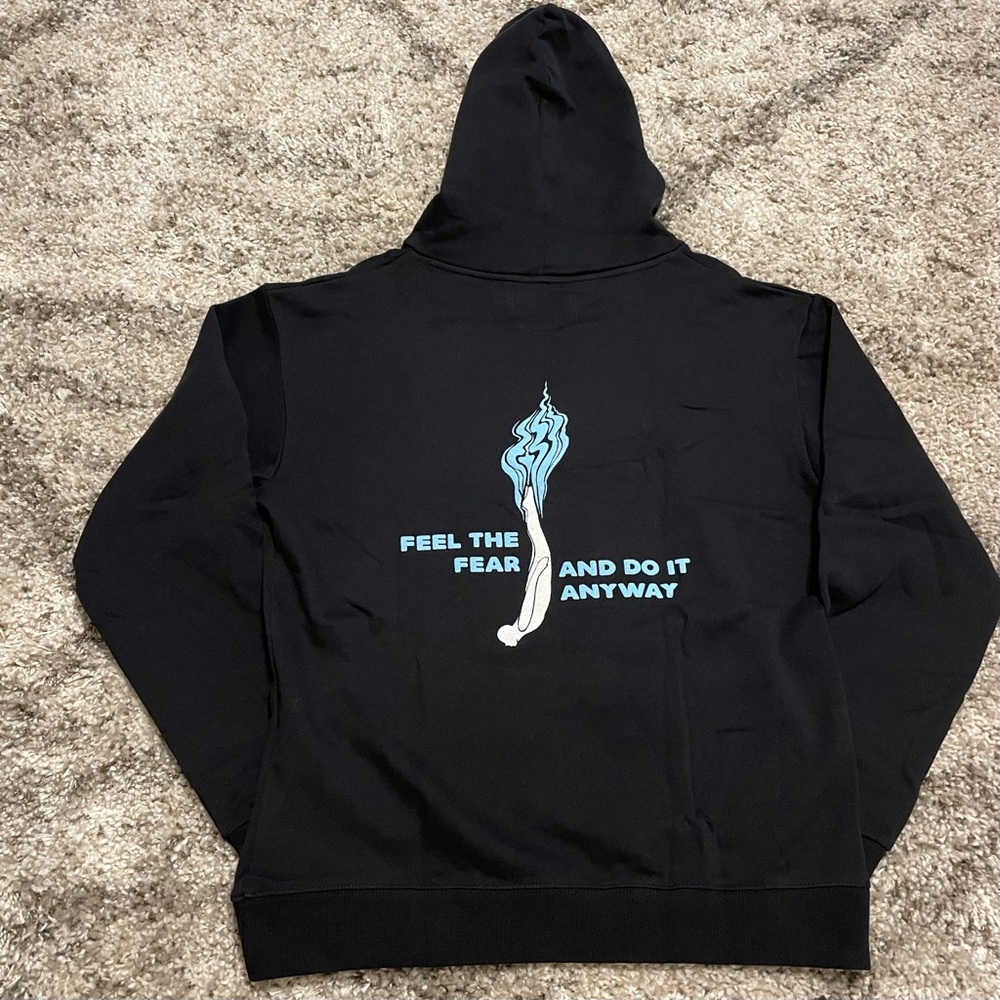 NWT Seek Discomfort "Feel The Fear" Diver Graphic Hoodie - Black - Large